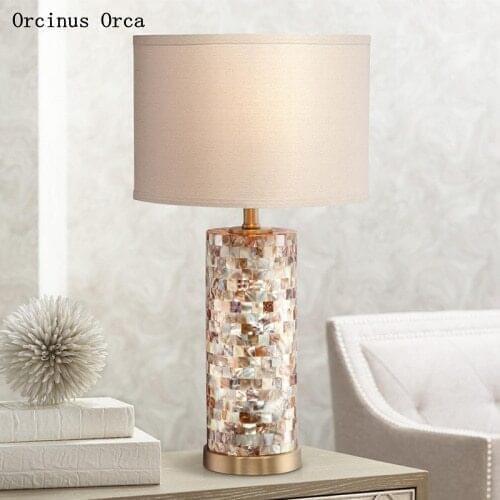 American luxury white shell desk lamp study bedroom bedside lamp romantic simple LED decorative desk lamp