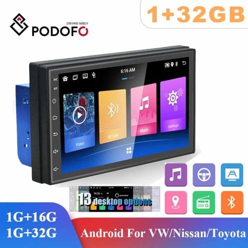 Podofo 2Din Android Car Radio Stereo Receiver GPS Multimedia Video Player 7"Bluetooth Autoradio For VW Nissan Hyundai Kia Toyota