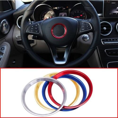 Car Styling Steering Wheel Ring Sticker Logo Frame Trim For Mercedes Benz CLA GLE GLC A B C Class W204 W246 W176 W117 C117