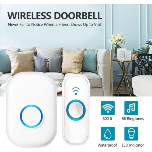 W101 Wireless Doorbell EU/US Plug Home Intelligent Door Bell 4 Levels Volume Adjustable Smart Door Ring 58 Chord Music Doorbell
