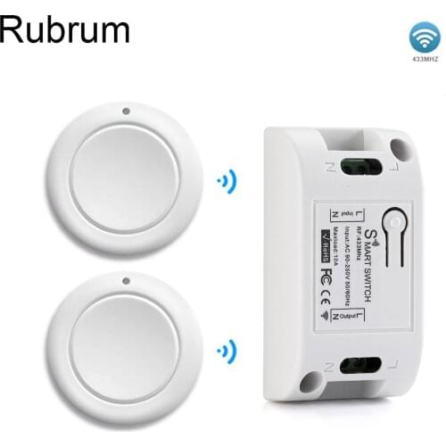 Rubrum Smart Home Wireless Light Switch RF 433 MHz Remote Control AC 110V 220V Receiver Push Button Bedroom Ceiling Lamp Switch