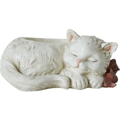 Flower Pot Vases White Cat Floral Resin Balcony Outdoor Home Garden Decoration кашпо для цветов Cat Plant Pots Vase White