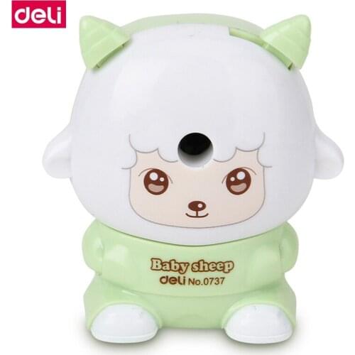 Deli 0737 lamb Baby pen sharpener pupil cute pencil sharpener carton baby sheep children student Hand shake pencil shapener