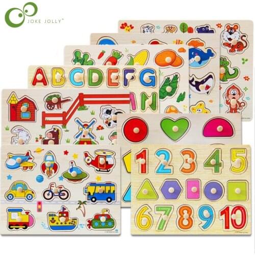 30cm Kid Early educational toys baby hand grasp wooden puzzle toy alphabet and digit learning education child wood toy