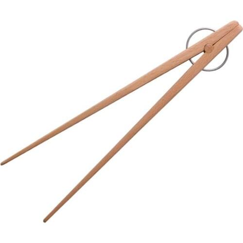 Kapmore 1pc Wooden Food Tongs Long Handle Non-Slip Bread Tongs Dessert Tongs Barbecue Tongs Cooking Tools Accessories BBQ Tools
