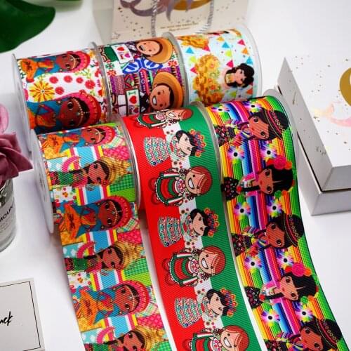 DIY Cartoon Mexican Style Printed Grosgrain Ribbon For Craft Supplies Sewing Accessories 5 Yards. 22379