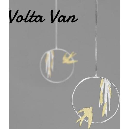 Volta Van 925 Sterling Silver Drop Earrings Elegant Pendientes Plata 2021 New Jewelry Swallow Willow Leaves Vintage Earrings