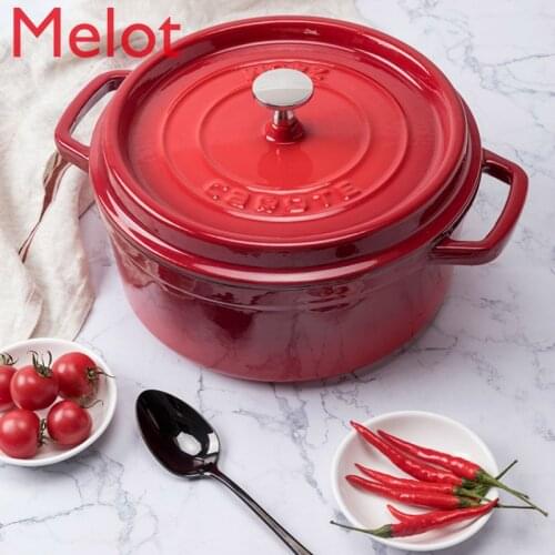 Enamel Pot Cast Iron Pot Stew Pot Soup Pot Multi-Function Pot Casserole Suitable for Home Use Soup Pot Steamer Non-Stick Pot