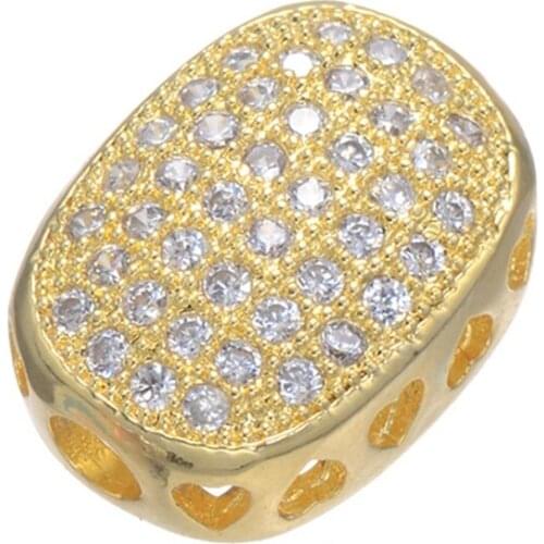 Jewelry Findings Fashion Perles Jewelry Micro Pave Zircon Oval Space Beads Fit Making Necklace Bracelet Diy Craft Wholesale