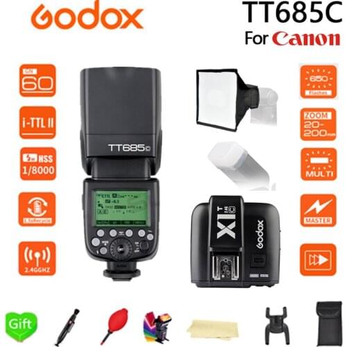 Godox TT685C 2.4G HSS E-TTL X-System Speedlite Flash + X1T-C TTL Trigger For Canon EOS 70D 60D 5D2 5D3 6D 7D 650D 700D Camera