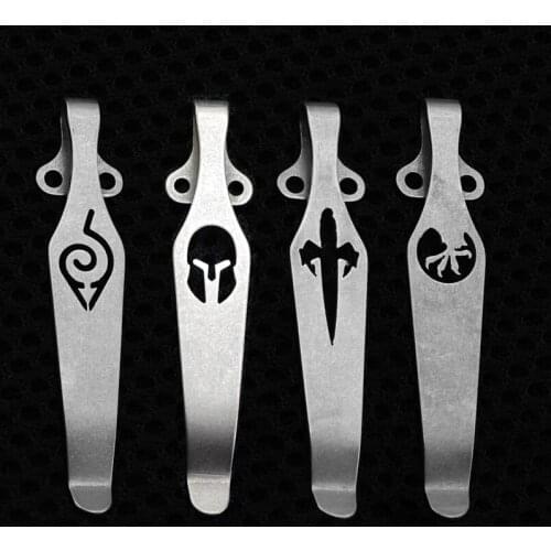 Microtech Design TC4 Titanium Alloy Pocket Knife Back Clip Eagle Claw Sword Spartan Helmet 2 Holes Folding Waist DIY Scabbard