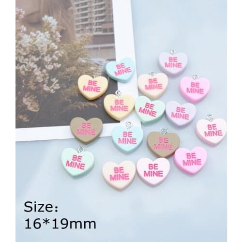 Cute Be Mine Heart Charms Resin Flat Back Cabochon Bracelets Necklace Earrings Making Accessories DIY Jewelry Pendants