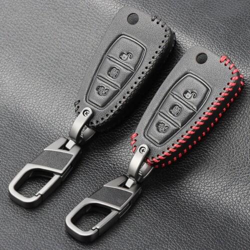 Fashion Flip Remote Car Key Case Leather Cover For Ford Ranger C-Max S-Max Focus Galaxy Mondeo Transit Fiesta Escape Ecosport