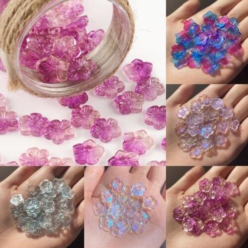 Multi Gradient Colors Plum Flower Czech Lampwork Crystal Glass Spacer Beads For Jewelry Making Diy Needlework Bracelet Hairpin