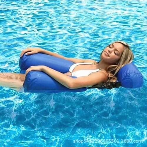 Floating bed sofa Water ride inflatable lounge chairs With net hammock Floating double-back floating row