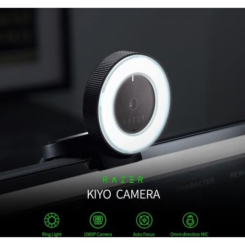 Razer Kiyo 1080P Desktop Streaming Camera Webcam with Multi-step Ring Light Lamp for Tik Tok Live Streaming Black
