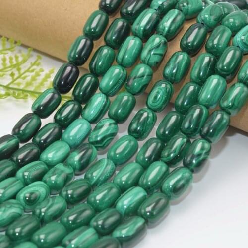 Natural Malachite Loose Drum Beads 8x12mm/10x14mm