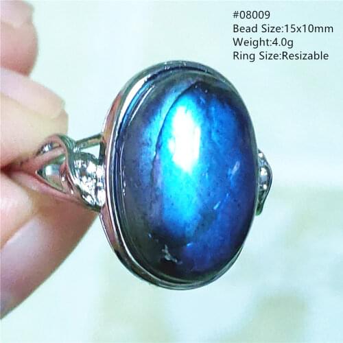Genuine Natural Rainbow Light Labradorite Adjustable Ring Heart 12x11mm 925 Sterling Silver Rare Labradorite Women Men AAAAA