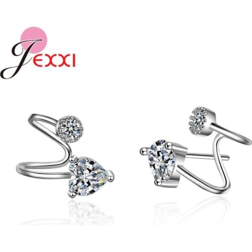 New Statement 925 Sterling Silver Long Ear Cuff Korean Cubic Zircon Clip On Earrings For Women Earring Clips Jewelry Bijoux