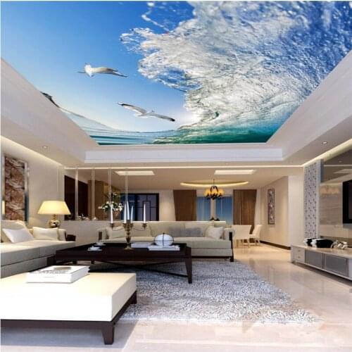 Papel de parede 3d Home Decoration 3d wallpaper Surf seagull ceiling zenith wallpaper Living room ceiling mural beibehang
