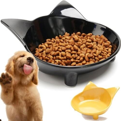 1Pc Flat Cat Ears Shape Pet Cat Bowl Lovely Cat Ear Shape Solid Color Dog Cat Bowl For Food Water Pet Feeding Supplies