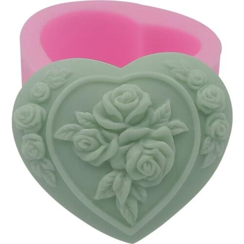 Heart Flower Silicone Soap Mold Rose Cake Chocolate Molds Scented Gypsum Wax Silicone Mold for Soap Making