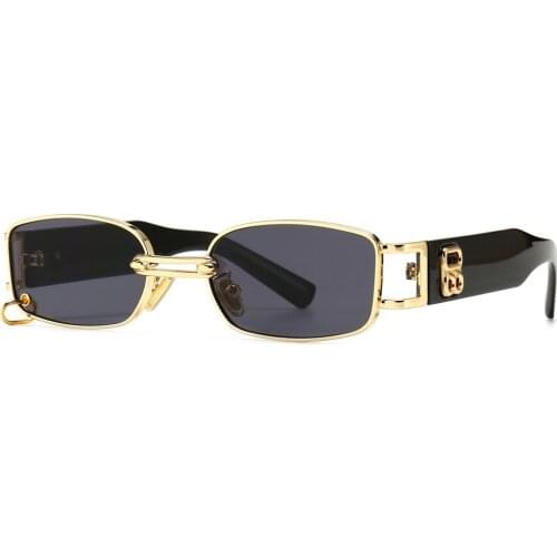 Veshion Men Retro Sunglasses Rectangular Punk Style Uv400 Square Women Sun Glasses Metal Gold 2021 New Year Gifts Dropshipping