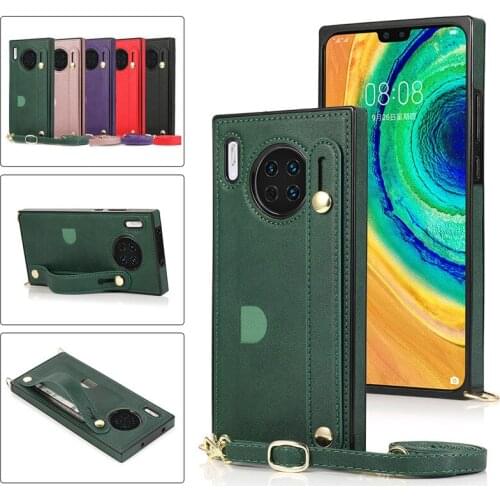 Holding Strap Belt Leather Phone Case For Huawei Mate 30 40 20 Lite P40 Pro Plus P30 Luxury Crossbody Stand Wallet Cover Coque