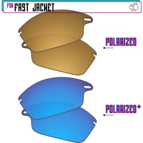 EZReplace Polarized Replacement Lenses for - Oakley Fast Jacket Sunglasses - BlueP Plus-GunmetalP