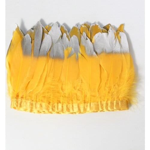 Golden goose feather spray silver head made of 2 meters cloth edge DIY shopping festival performance costume skirt decoration