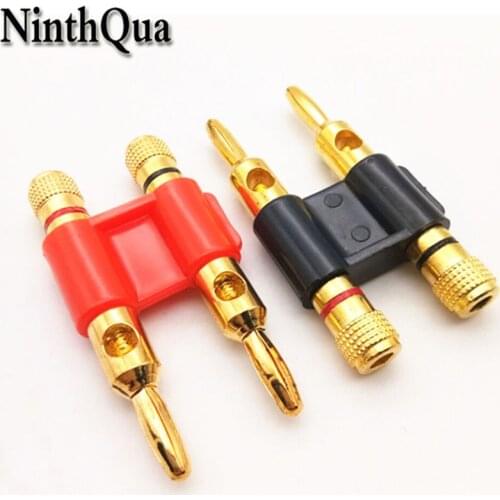 1pcs Test Line Audio Plug jack 4mm Double Row Banana Plug Gold-plated Connector Red Black Total Length 59mm