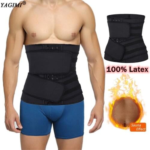 100% Latex Waist Trainer for Man Slimming Corset Workout Sweat Belt Colombian Girdles Sheath Tummy Control Shapewear Fajas