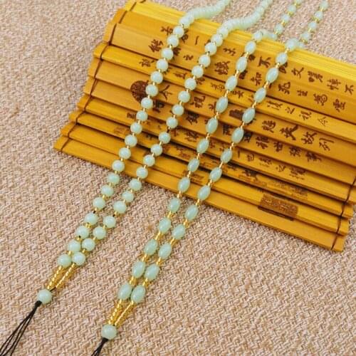 2pcs Hand Knited Necklace silk thread knot cord beads For Pendant- Green gold bead