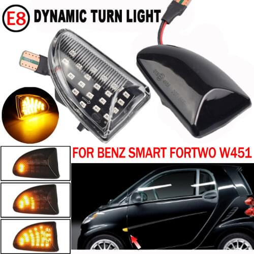 2pcs LED Dynamic Side Marker Fender Light Turn Signal Light For Mercedes Benz Smart Fortwo W451Coupe Cabrio Amber Turn Lamp