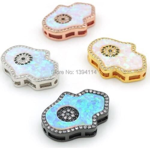 22*17*4mm Micro Pave Clear CZ Hand Settings Of Gluing White Opal Beads Fit For Making DIY Bracelets Or Necklaces Jewelry