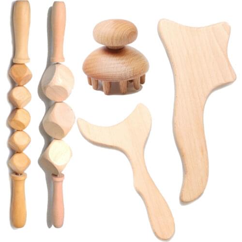 1pc Multifunctional Fitness Roller Stick 9-wheel Wooden Abdomen Massager Body Anti Cellulite Waist Massage Muscle Relax Tool
