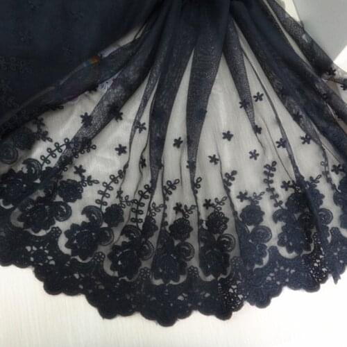 5Yard/lot DIY handmade black white lace fabric decoration 22-45cm cotton embroidery net flower lace trim clothes accessories