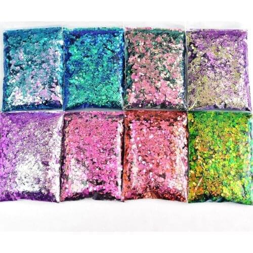 50g/bag Chunky Mix-Hexagon Nail Art Glitter Sparkly Holographic Chameleon Flakes Mermaid 8 Color Manicure Sequin Decoration CV#6