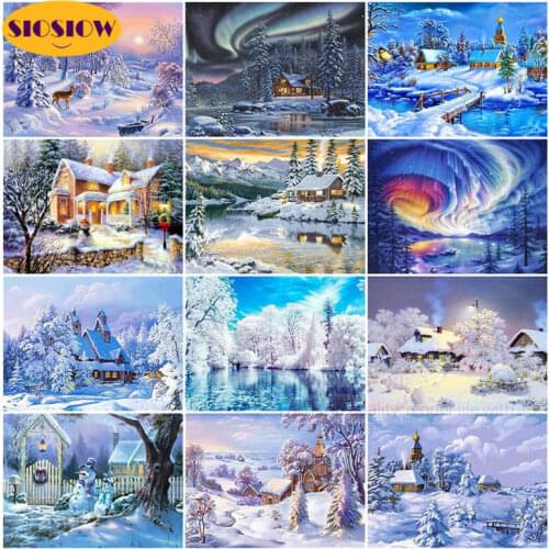 5D DIY Diamond Painting Winter Scenery Cross Stitch Full Drill Square Round 3D Diamond Mosaic Embroidery Landcape Art Decor Home