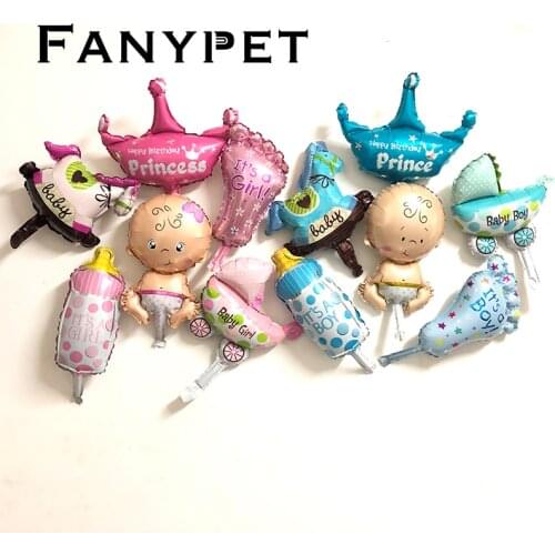 6pcs Mini globos foil balloons Baby Boy air Balloons 1th baby stroller ball for girl Birthday inflatable Party Decorations Kids