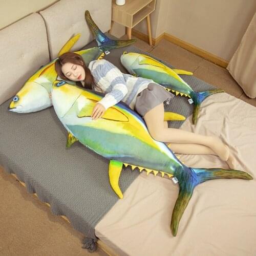60-150cm Cute Fish Plush Toys Children Long Tunas Cloth Doll Room Bed Decor Sleeping Pillow Baby Birthday Gift