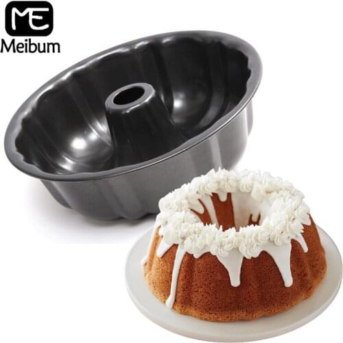 Meibum Nonstick Carbon Steel Muffin Mould Gray Fluted Tube Cake Pan Cheesecake Mold Kitchen Pastry Bakeware Dessert Baking Tool
