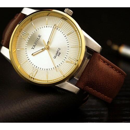 New YAZOLE Watch Men Mens Watches Waterproof Quartz Luxury Gold Business Watch Leather Strap Dress Watch Men reloj hombre