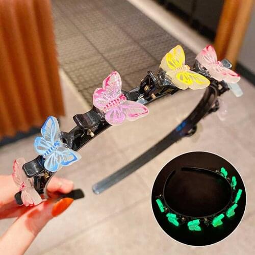 New Kids Hairband Cute Luminous Butterflies Hairband Lovely Flowers Style Baby Girls Headband Hair Hoops Hair Accessories 2021