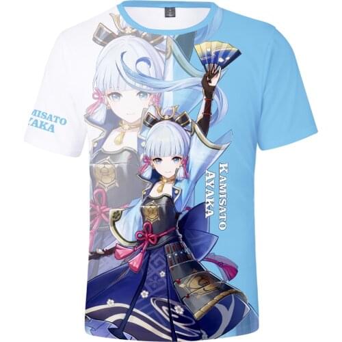 Genshin Impact 3D Prints T-shirts Women Men Fashion Summer Short Sleeve Tshirts Kamisato Ayaka Casual Streetwear Clothes