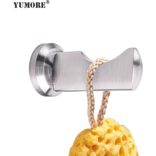 YUMORE Glossy/Satin Wall Mounted Coat Hanger Stainless Steel Over Door Hooks For Towel Hat Bag Key Home Bathroom Organizer