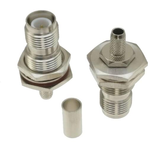 Connector RP.TNC female bulkhead window crimp RG58 RG142 LMR195 RG400 cable