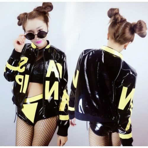 Beyonce Singer Costumes Black Jacket+Panty Pub GOGO Dance Wear New DS Performance Hip Hop Women Adult Jazz Dancing Clothing 1777