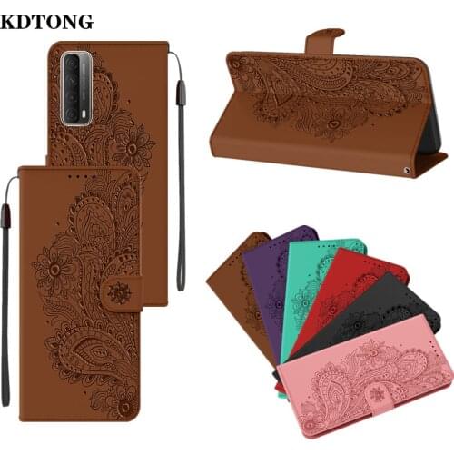 Wallet Leather Phone Case for Huawei P Smart 2021 2020 Y6 Y5 2019 Y6P Y5P P30 P20 Lite Etui Peacock Emboss Multi Function Cover
