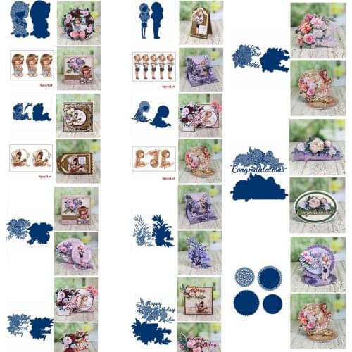 Circle Flower Words Lovely Girls Metal Cutting Dies Matching Paper Cardstock DIY Card Album Making Scrapbooking Crafts 2020